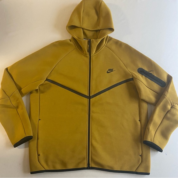Nike Tech Fleece Windrunner Hoodie Mens XL Ochre Full Zip Sweatshirt - Picture 2 of 14
